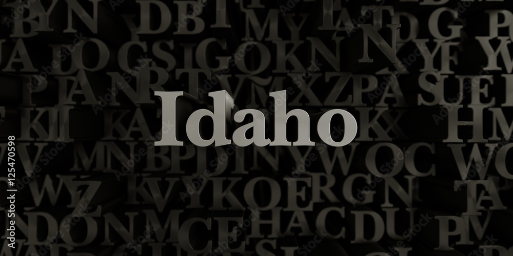 Idaho - Stock image of 3D rendered metallic typeset headline illustration.  Can be used for an online banner ad or a print postcard.