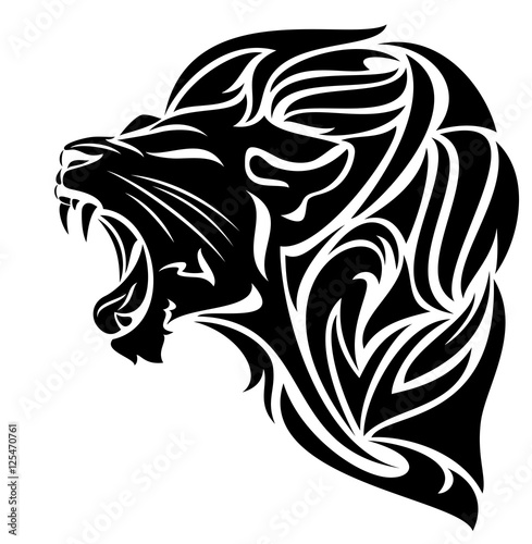 lion head black and white vector design