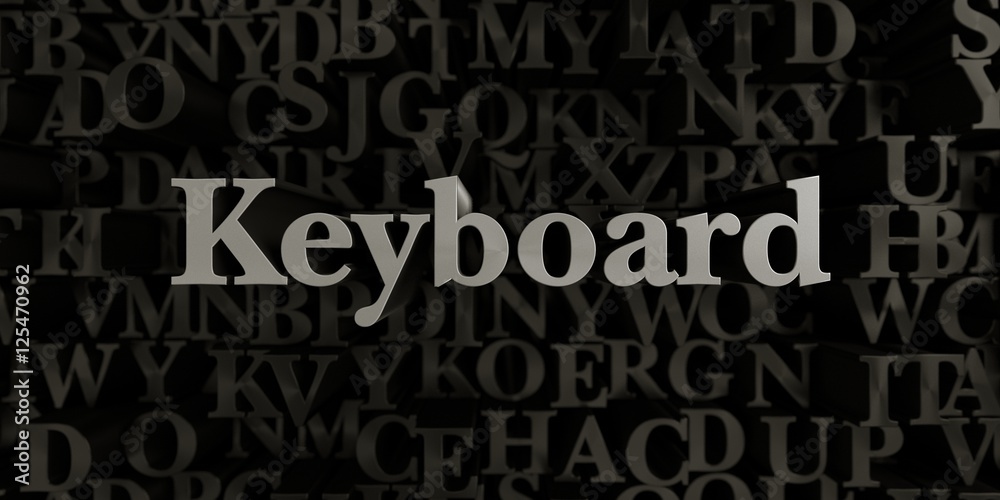 Keyboard - Stock image of 3D rendered metallic typeset headline illustration.  Can be used for an online banner ad or a print postcard.