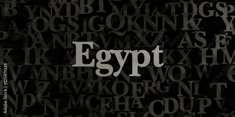Egypt - Stock image of 3D rendered metallic typeset headline illustration.  Can be used for an online banner ad or a print postcard.