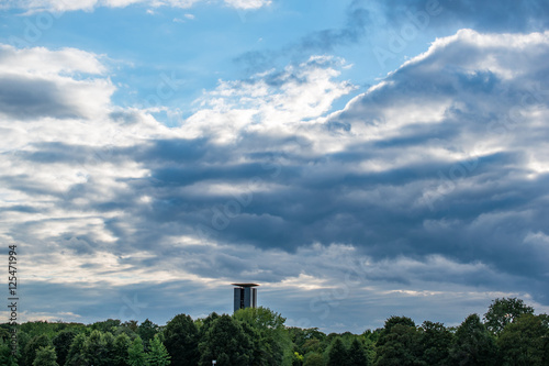 View on bell tower in Tiergarten Berlin