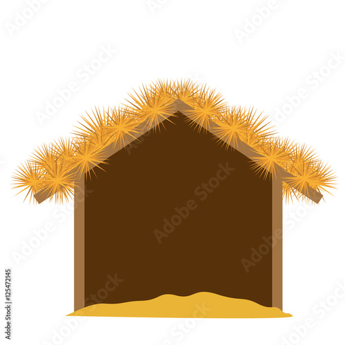 manger place of traditional religious nativity scene icon over white background. vector illustration