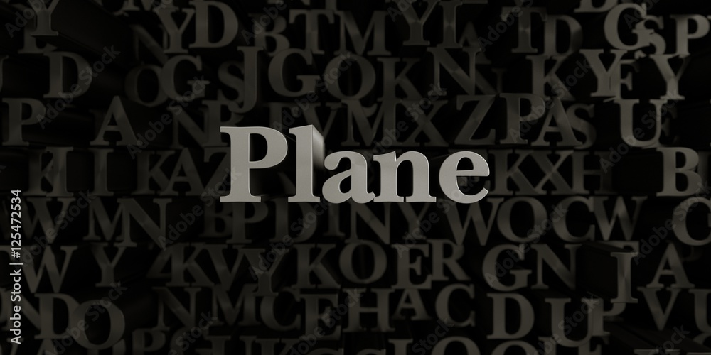 Plane - Stock image of 3D rendered metallic typeset headline illustration.  Can be used for an online banner ad or a print postcard.