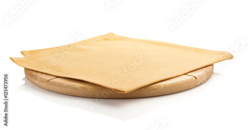  board and napkin isolated on white photo