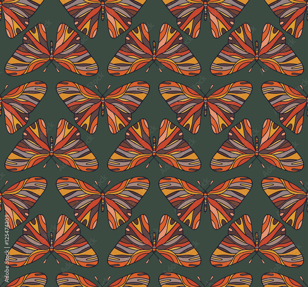 pattern of colored butterflies