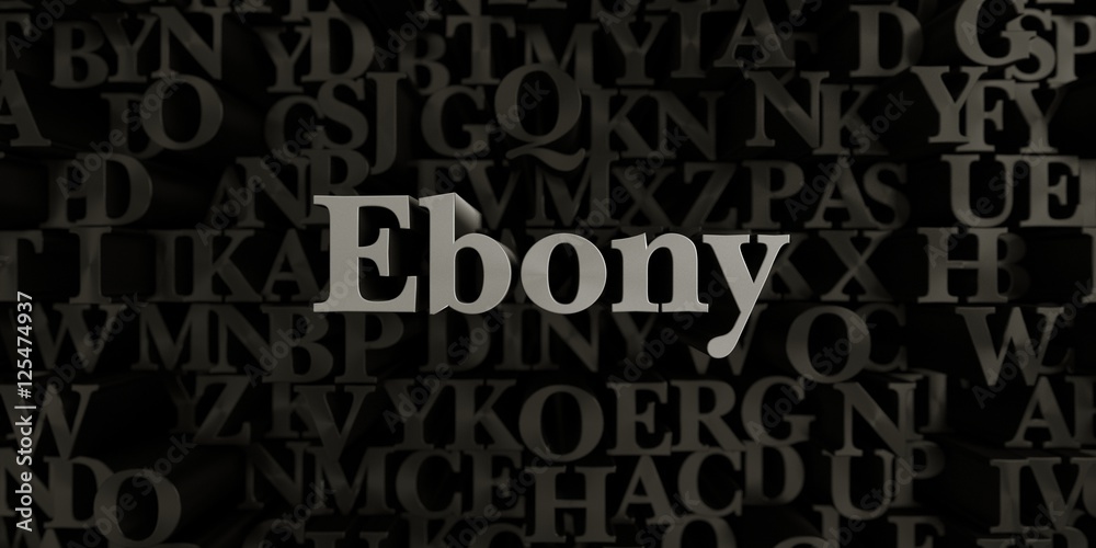 Ebony - Stock image of 3D rendered metallic typeset headline illustration.  Can be used for an online banner ad or a print postcard.