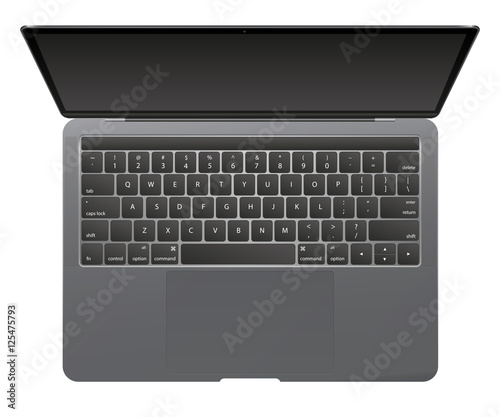 Modern glossy laptop isolated on white background.