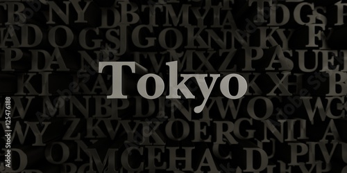 Tokyo - Stock image of 3D rendered metallic typeset headline illustration. Can be used for an online banner ad or a print postcard.