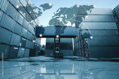 Global logistics network transportation, Map global logistics partnership connection of Container Cargo freight ship for Logistics 