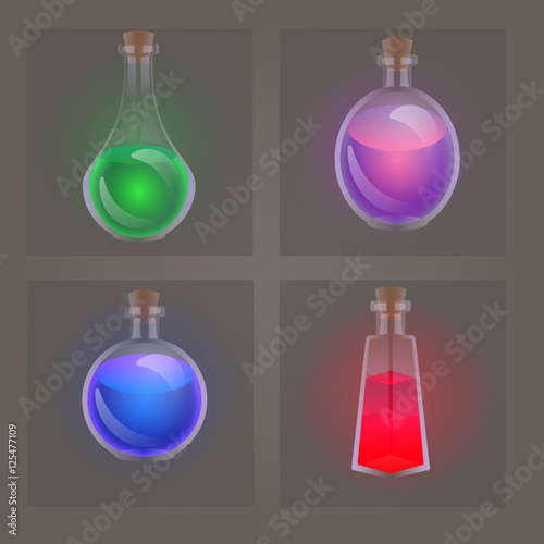 Magic potion glass bottles
