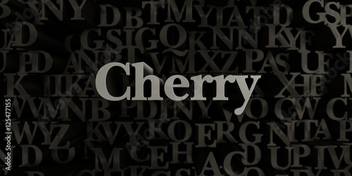 Cherry - Stock image of 3D rendered metallic typeset headline illustration. Can be used for an online banner ad or a print postcard.