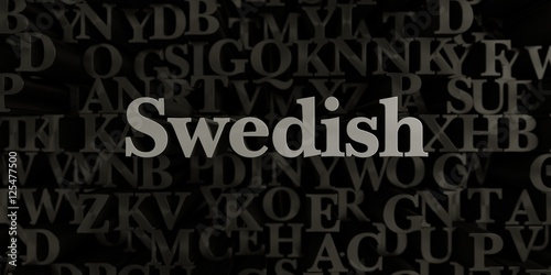Swedish - Stock image of 3D rendered metallic typeset headline illustration. Can be used for an online banner ad or a print postcard.