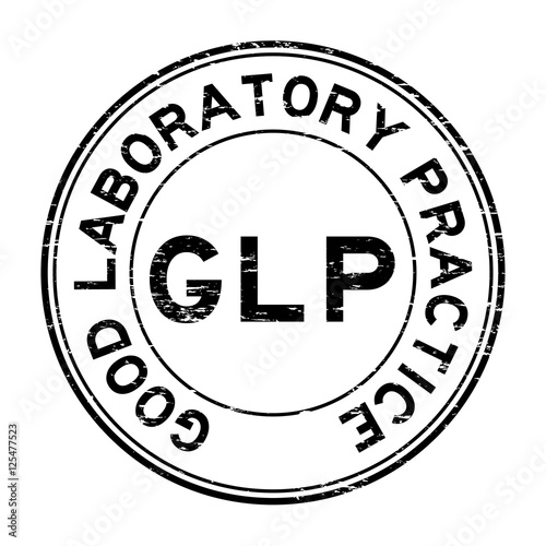 Grunge black GLP (Good Laboratory Practice) rubber stamp