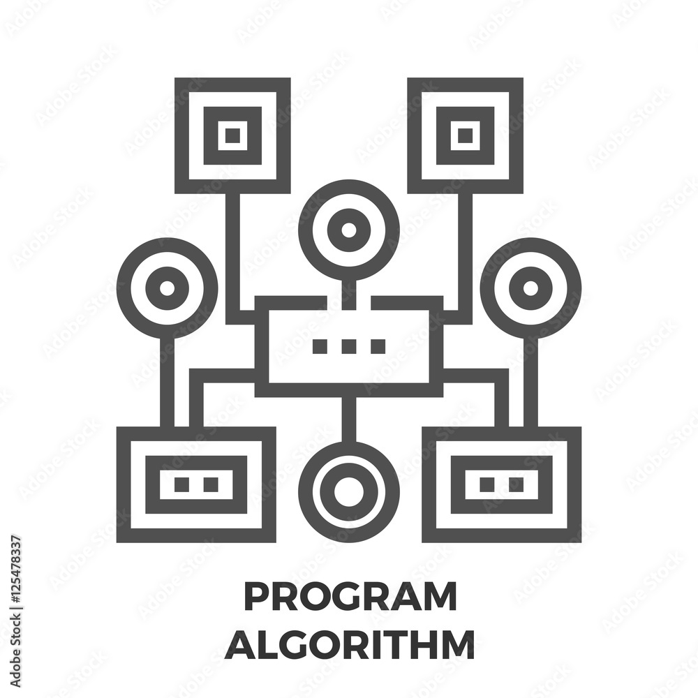 Program Algorithm Line Icon Program Algorithm Line Icon