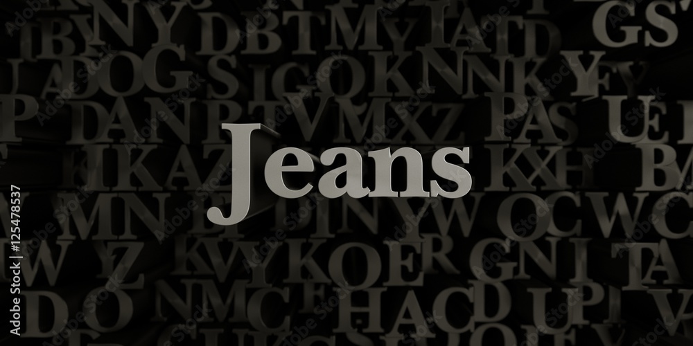 Jeans - Stock image of 3D rendered metallic typeset headline illustration.  Can be used for an online banner ad or a print postcard.