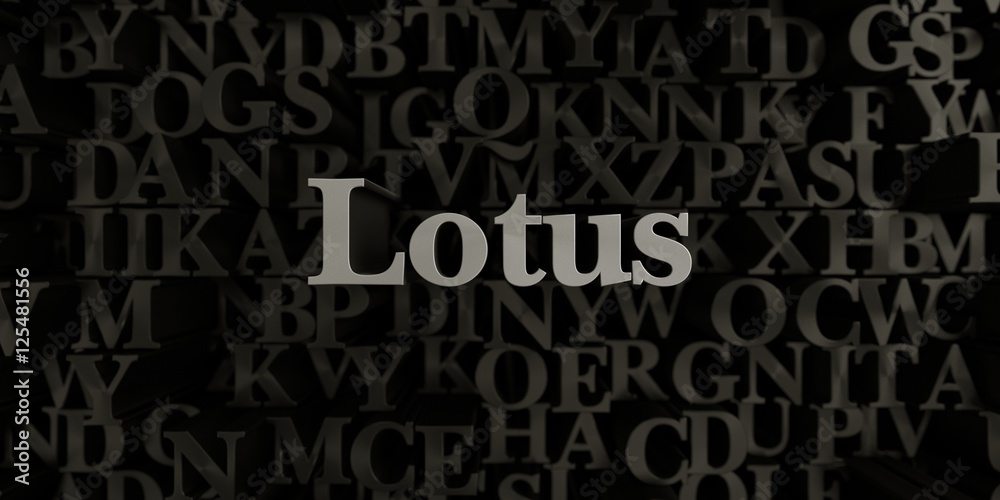 Lotus - Stock image of 3D rendered metallic typeset headline illustration.  Can be used for an online banner ad or a print postcard.