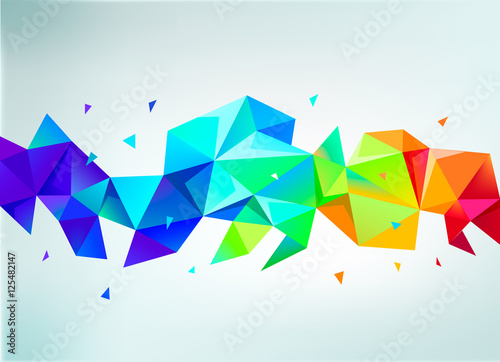Vector abstract colorful rainbow faceted crystal banner