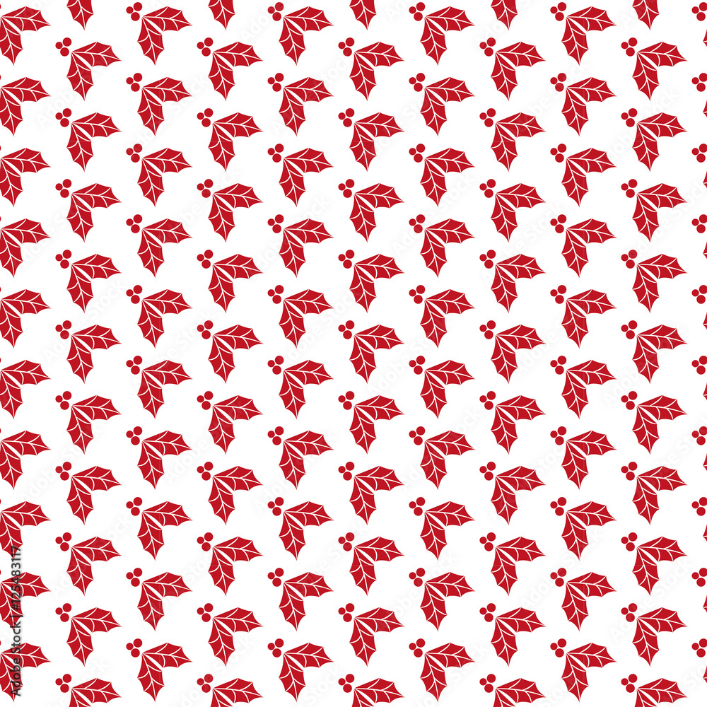 red holly seamless pattern
