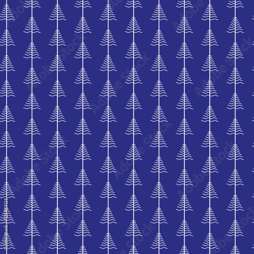seamless blue christmas trees pattern