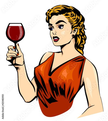 Vintage elegant woman with wine
