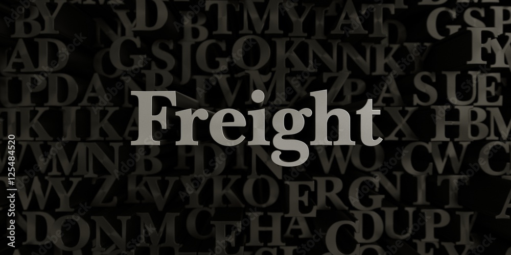 Freight - Stock image of 3D rendered metallic typeset headline illustration.  Can be used for an online banner ad or a print postcard.