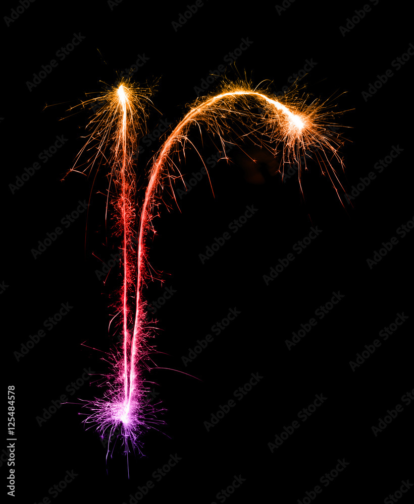 Sparkler firework light alphabet r (Small Letters) at night