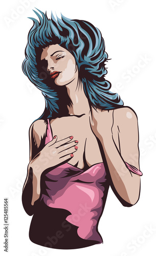 Beauty woman dreams, vector image