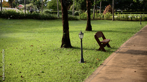 Vintage style chair located alone in the garden photo