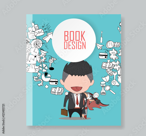 Cover report happy face businessman hello business doodles objec