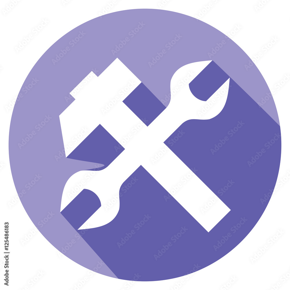 Fototapeta premium crossed wrench and hammer flat icon