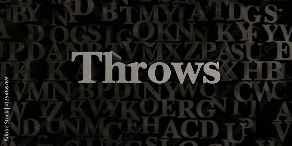 Throws - Stock image of 3D rendered metallic typeset headline illustration.  Can be used for an online banner ad or a print postcard.