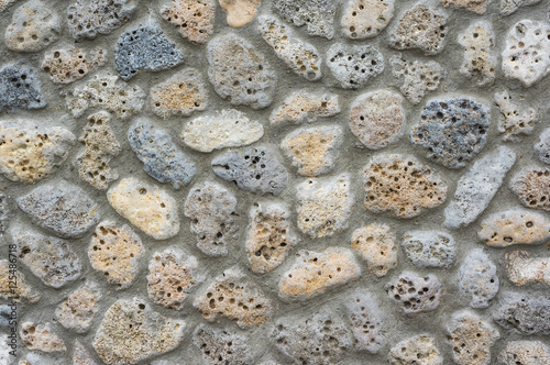 The wall of porous sea stone