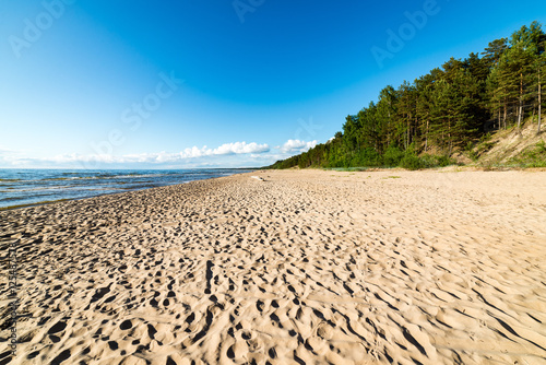 Fototapeta Naklejka Na Ścianę i Meble -  comfortable beach of the baltic sea with rocks and green vegetat