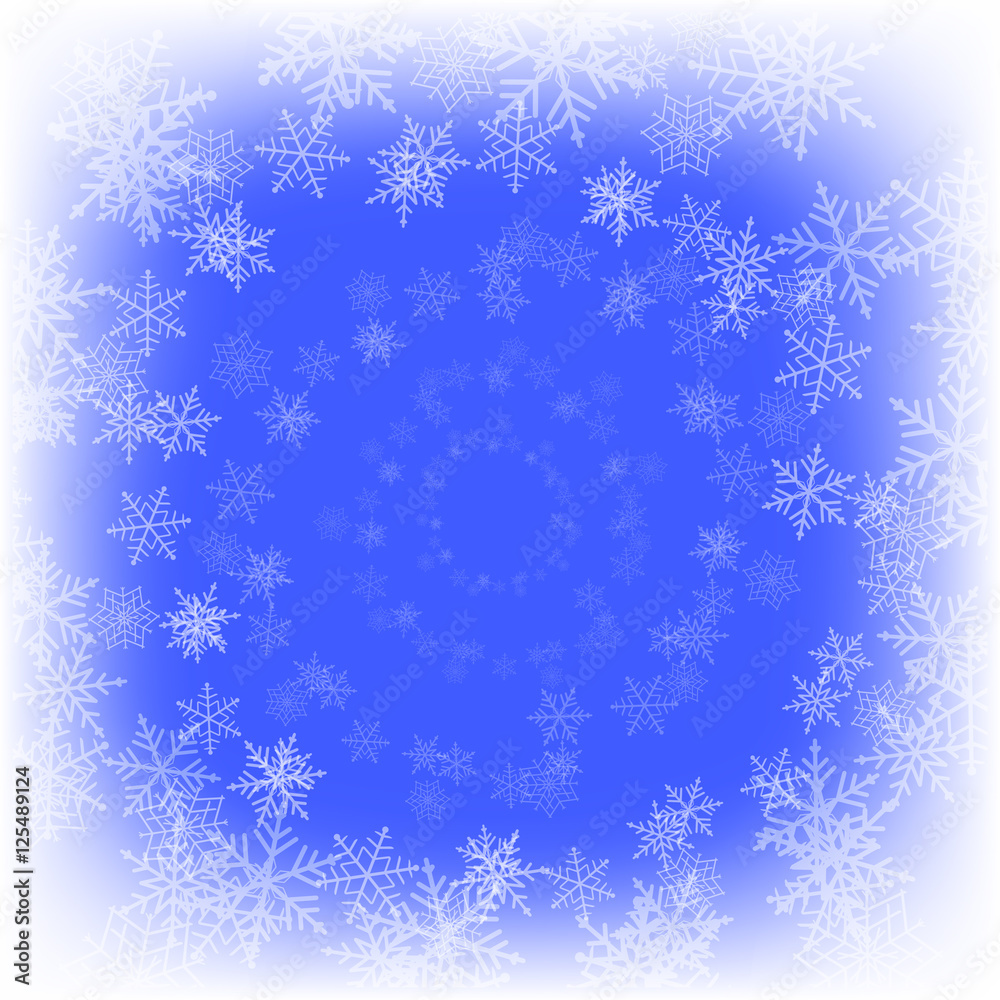 Winter blue background with snowflakes. Vector Illustration.