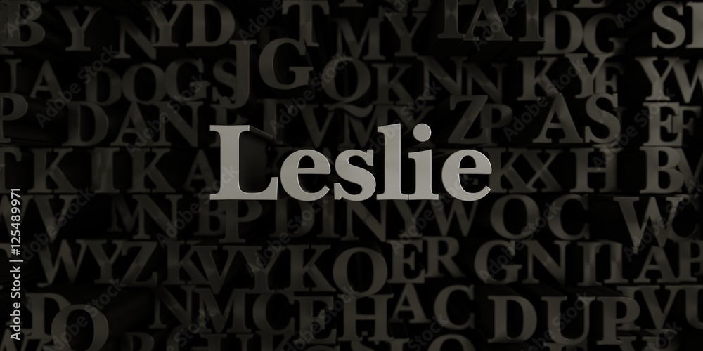Leslie - Stock image of 3D rendered metallic typeset headline illustration.  Can be used for an online banner ad or a print postcard.