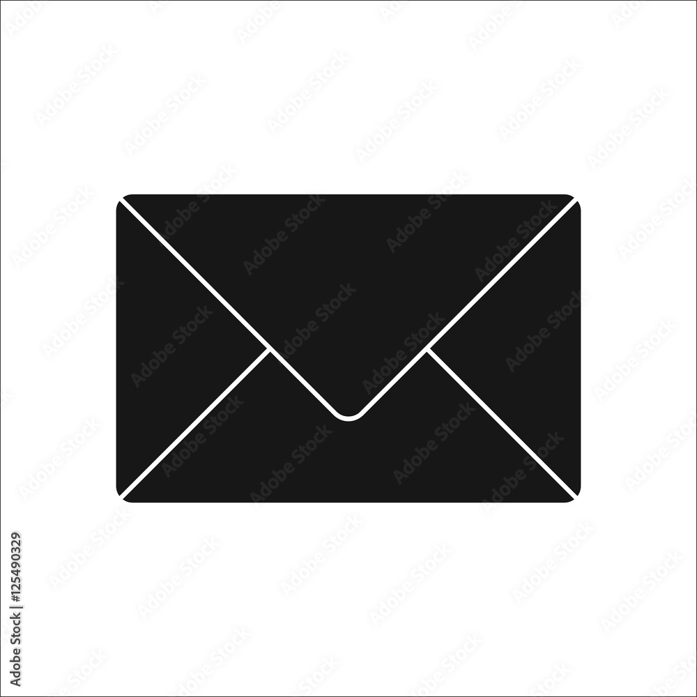 Letter sms message symbol silhouette icon on background Letter sms message symbol silhouette icon on background