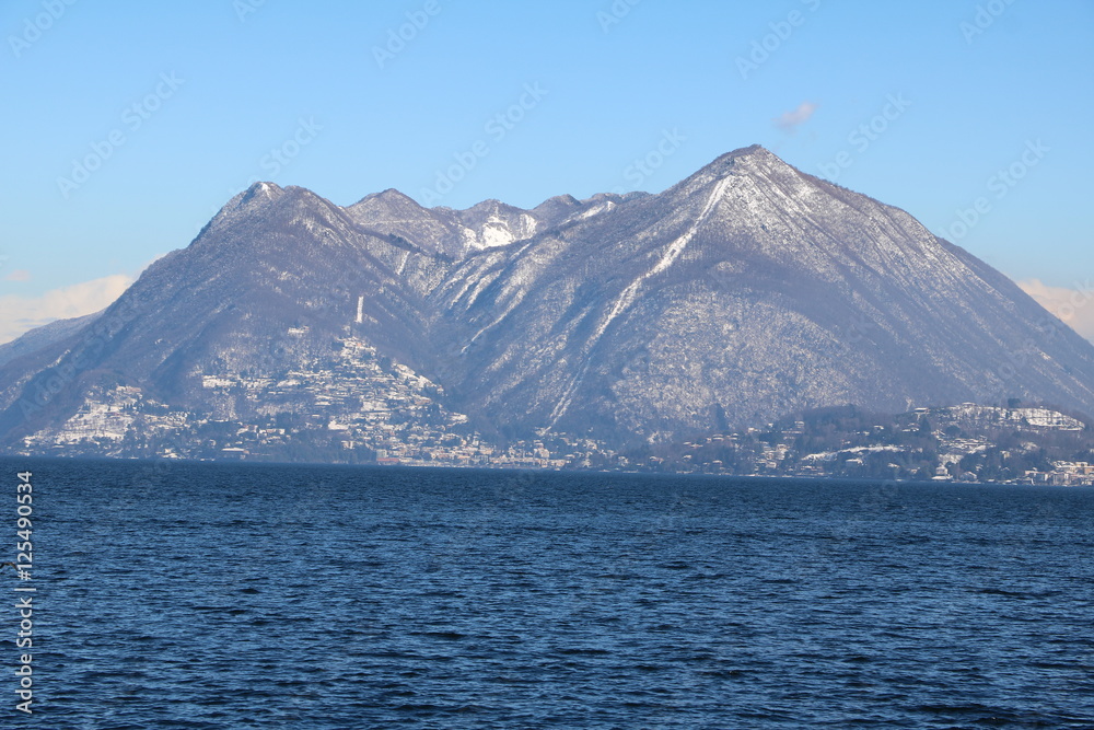 Winter landscape of Sasso del Ferro at Lake Maggiore, Piedmont Italy Winter landscape of Sasso del Ferro at Lake Maggiore, Piedmont Italy