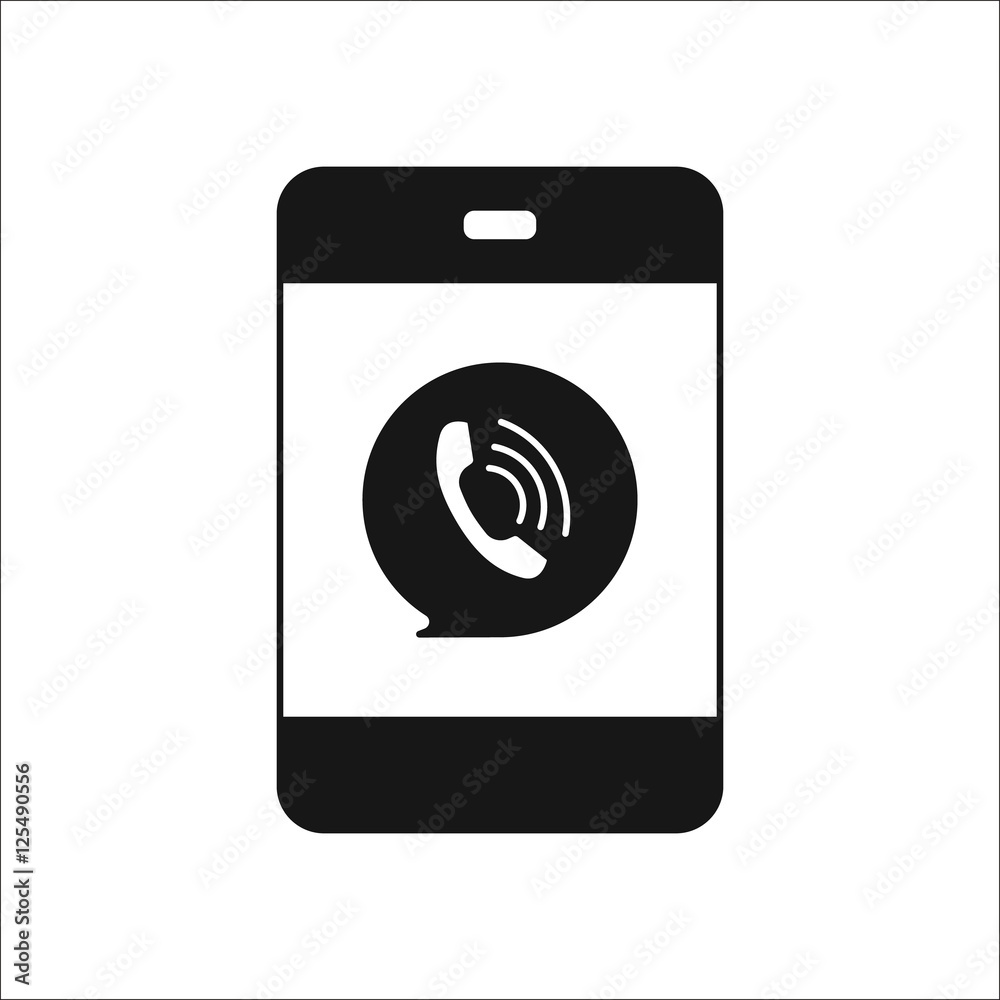 Phone call bubble message on phone symbol silhouette icon on background Phone call bubble message on phone symbol silhouette icon on background