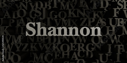 Shannon - Stock image of 3D rendered metallic typeset headline illustration. Can be used for an online banner ad or a print postcard.