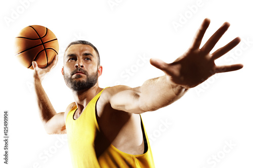 Basketball player in action isolated on white