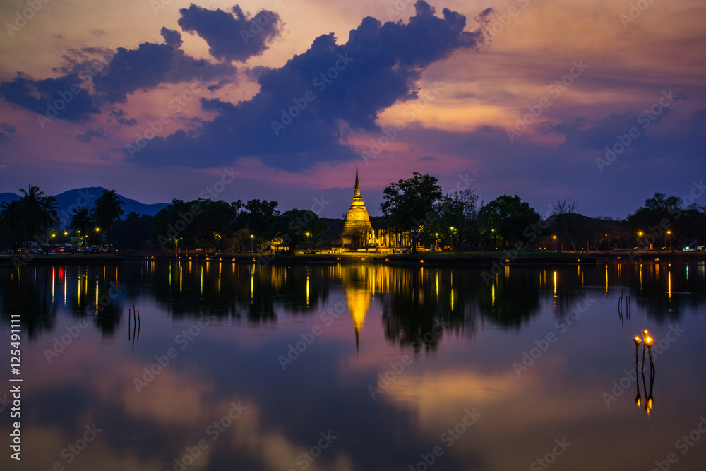Stupa in Sokhothai Historical park, the world heritage.