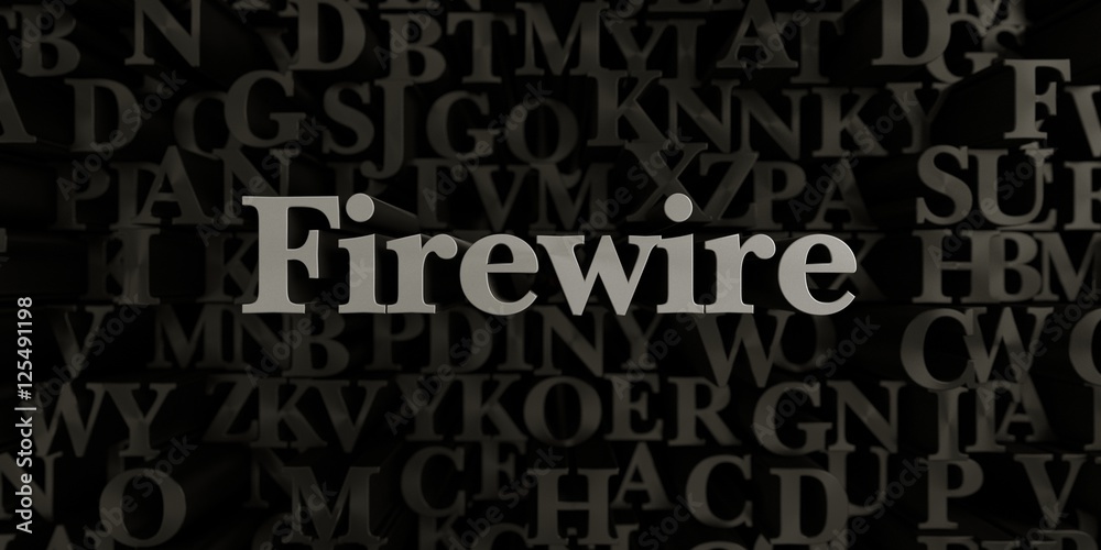 Firewire - Stock image of 3D rendered metallic typeset headline illustration.  Can be used for an online banner ad or a print postcard.
