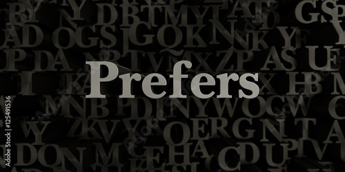 Prefers - Stock image of 3D rendered metallic typeset headline illustration. Can be used for an online banner ad or a print postcard.