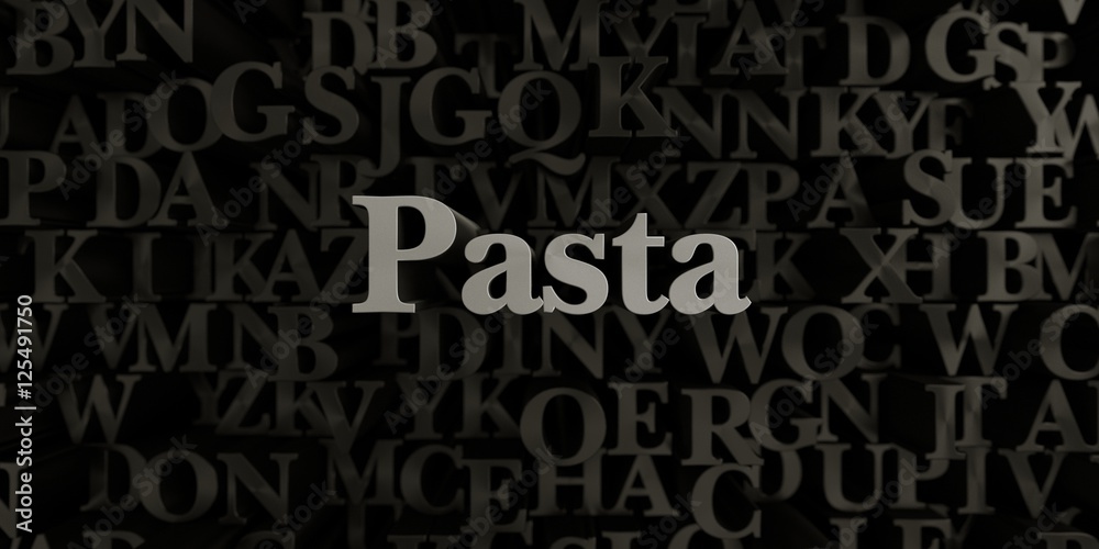 Pasta - Stock image of 3D rendered metallic typeset headline illustration.  Can be used for an online banner ad or a print postcard.