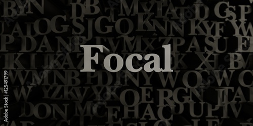 Focal - Stock image of 3D rendered metallic typeset headline illustration. Can be used for an online banner ad or a print postcard.