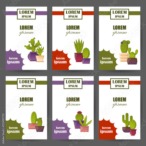 Vector cartoon house plant cactus background