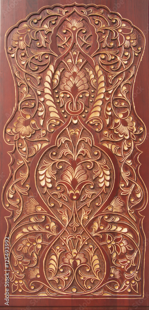 Fototapeta carvings on exterior doors of the embassy of Azerbaijan