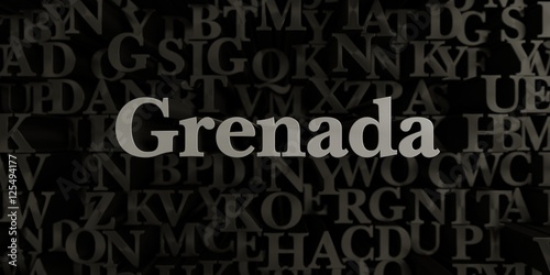 Grenada - Stock image of 3D rendered metallic typeset headline illustration. Can be used for an online banner ad or a print postcard.