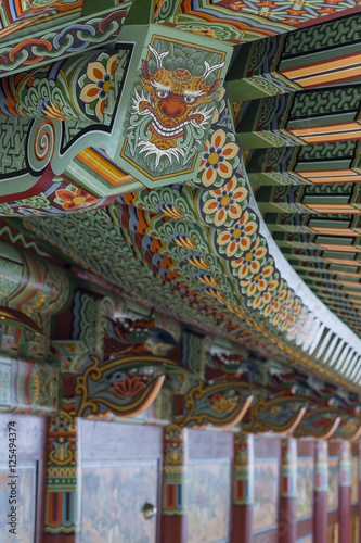 Ornate Jijangjeon Hall of the Beomeosa Temple in Busan, South Korea.
