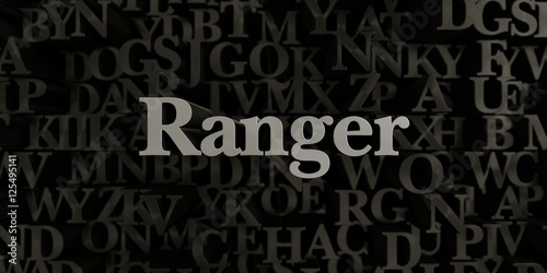 Ranger - Stock image of 3D rendered metallic typeset headline illustration. Can be used for an online banner ad or a print postcard.